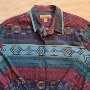 Cabela's Colorful Geometric Pattern Men's Shirt Size Large Regular